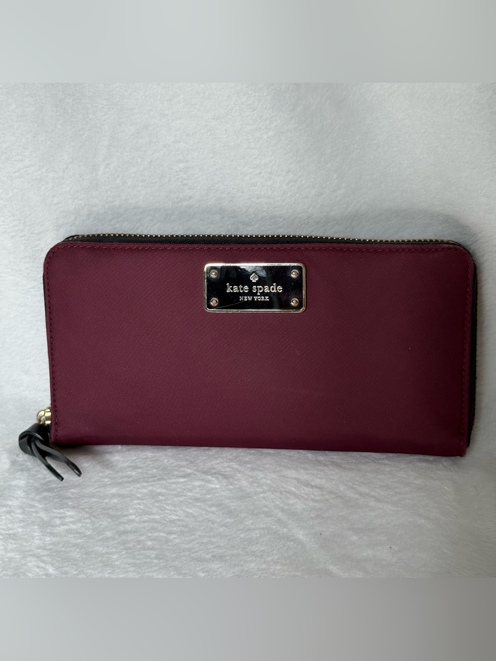 Kate Spade Deep Plum Wilson Road Neda Zip Around Nylon Wallet